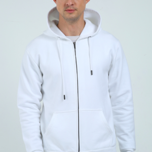 Premium White Heavy-Weight Zip Hoodie